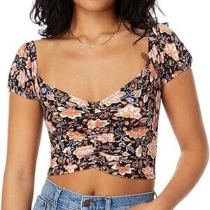 NWT Billabong Love Me More Boho Puff Sleeve Crop Top